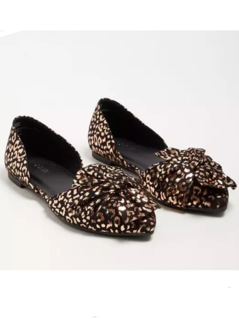 Torrid 9WW Leopard-Print Pointed Flats in Black, Gold & Tan - New